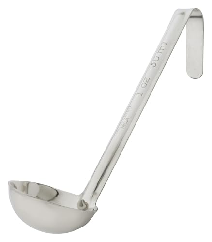 Winco 1 oz Stainless Steel Portion Control Ladle with 6-inch Curved Handle