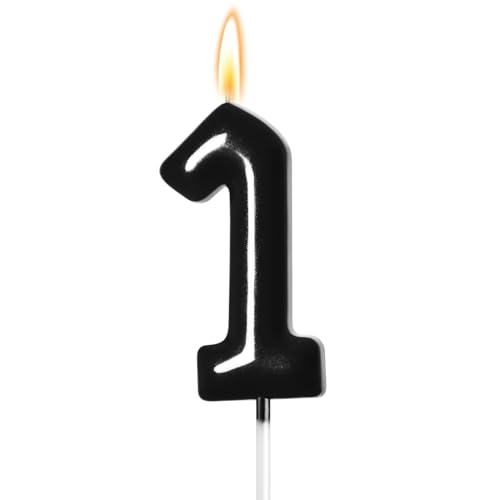 Black 1st Birthday Candle - Elegant Cake Topper for Boys & Girls