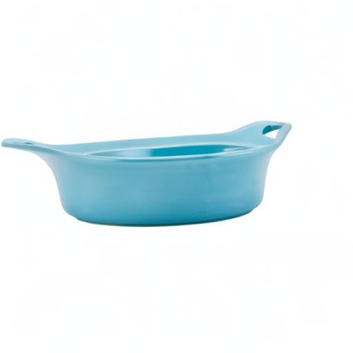 Rachael Ray Solid Glaze Ceramics Casserole Bakeware/Baker Set with Shared Lid, 3 Piece, Agave Blue