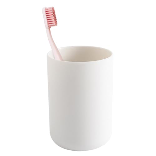 Kakalote White Plastic Bathroom Toothbrush Holder & 300ml Drinking Cup - Travel & Home Use
