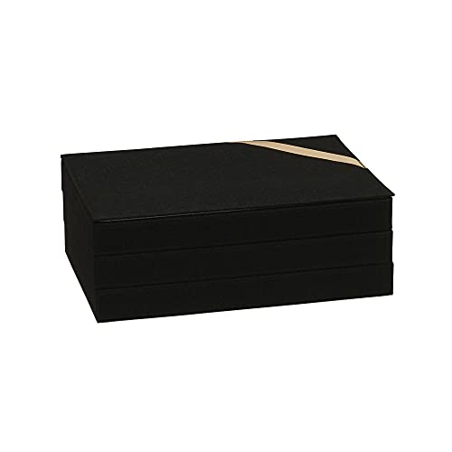 Household Essentials Black Stacking Jewelry Organizer Stacking Boxes with Removable Lid