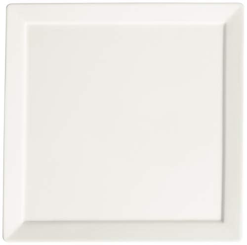 Fortessa Fortaluxe SuperWhite Vitrified China Dinnerware, Tavola 12-Inch Square Flat Bottom Plates, Set of 6