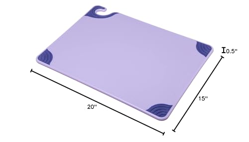 San Jamar Saf-T-Grip Cutting Board for Restaurants, Saf-T-Zone Cutting Board, 15" X 20", Purple