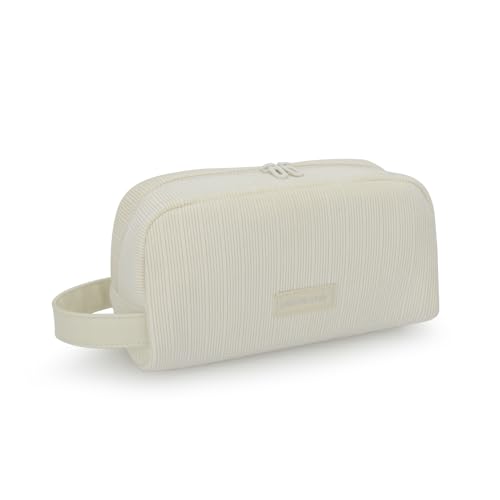 JINSI Large Corduroy Makeup Bag, Travel Toiletry Organizer Pouch