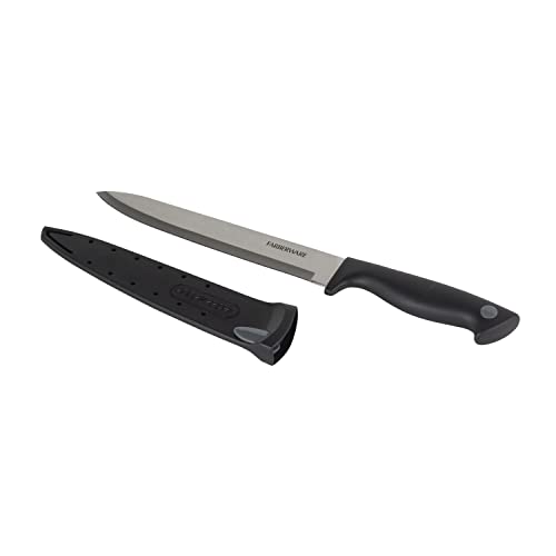 Farberware 8-Inch Slicing Knife with Self-Sharpening Sheath - Black/Gray