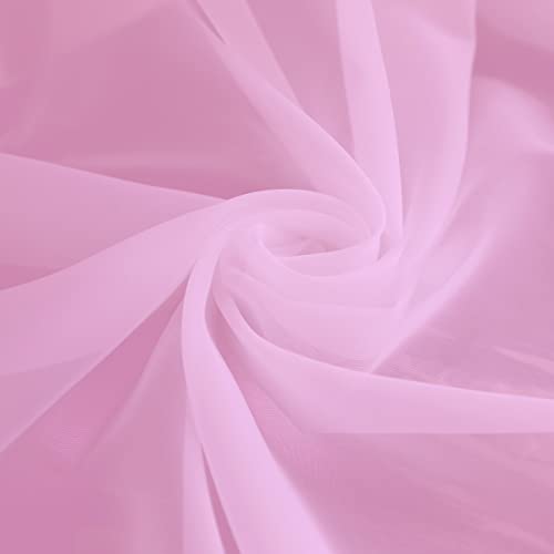 Pink Sheer Curtains 90 Inches Long Rod Pocket Voile Panels for Bedroom