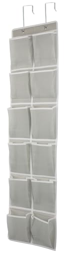 GOMAJI Gray Over the Door 12-Pocket Shoe Organizer, Durable & Space-Saving