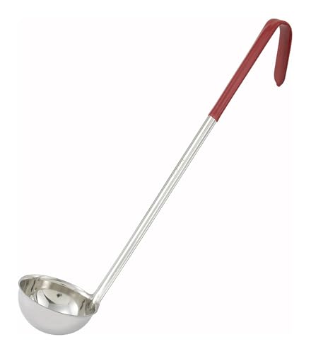 Winco 2-Ounce Stainless Steel Portion Control Ladle - Red Handle