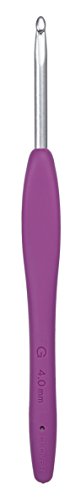 Clover Amour Crochet Hook G (4.0mm) - Easy Grip, Purple