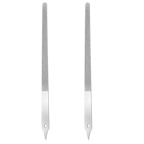 Xinjoduz 2Pcs Stainless Steel Diamond Nail Files with Pointed Tip