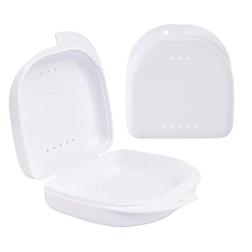 Ceonam 2 PCS Orthodontic Retainer Case, Ventilated Denture Box for Mouth Guard