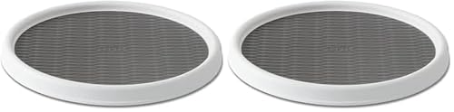 Copco 12-Inch Non-Skid Lazy Susan Turntable - White/Gray (Pack of 2)