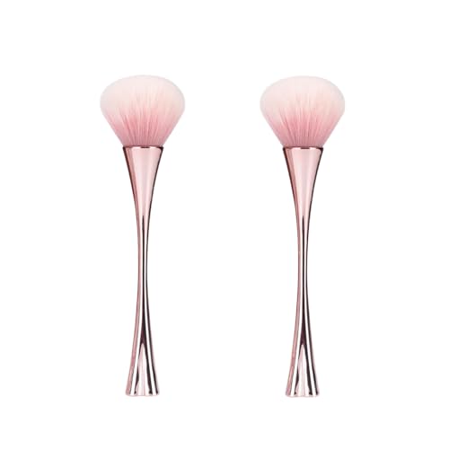 2Pcs Rose Gold Nail Dust Brush Soft Cleaner for Acrylic Nails Makeup