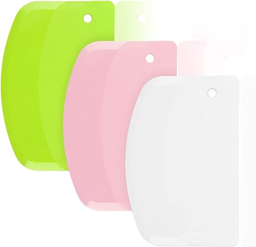 SURDOCA Dough Scraper Set - 3 Food-Grade Plastic Scrapers 5.31x3.64"