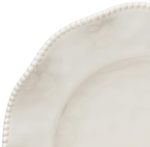 Perlette Off-White Beaded 12-Piece Dinnerware Set – Includes 4 Dinner Plates, 4 Salad Plates, 4 Bowls (7.5" x 2", 22 oz) – Elegant Unbreakable Melamine, Heavyweight, Perfect for Indoor/Outdoor Dining