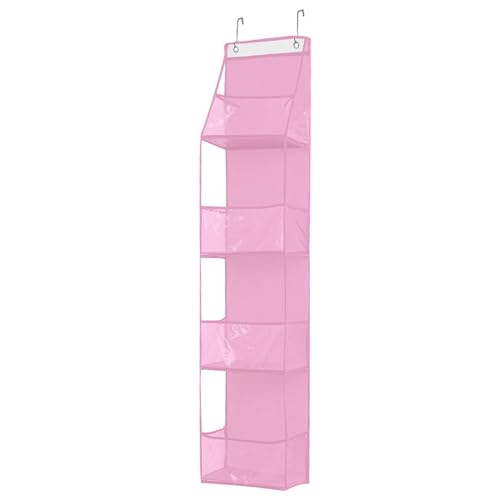 Over The Door Closet Organizer with 4 Shelves & Hooks - Pink