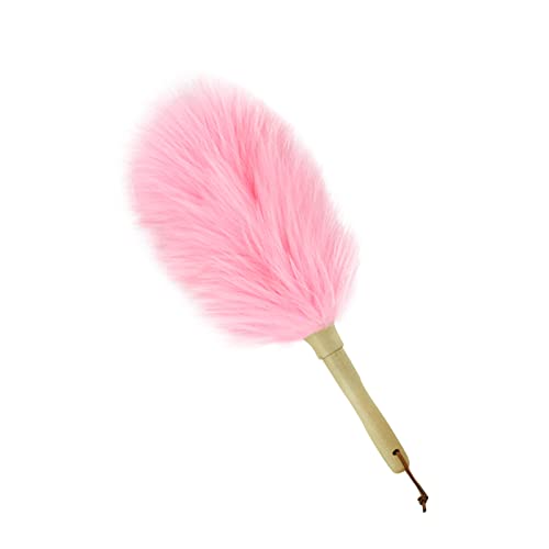 Lambswool Duster with Wooden Handle - 14" Cleaning Tool for Fans, Blinds & Furniture