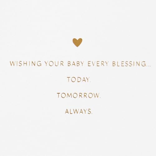 Hallmark Baptism Card with Floral Cross and Gold Heart