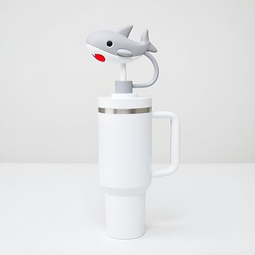 Gray Shark Straw Cap Covers for Stanley 30 & 40 Oz Cups - 2 Pack
