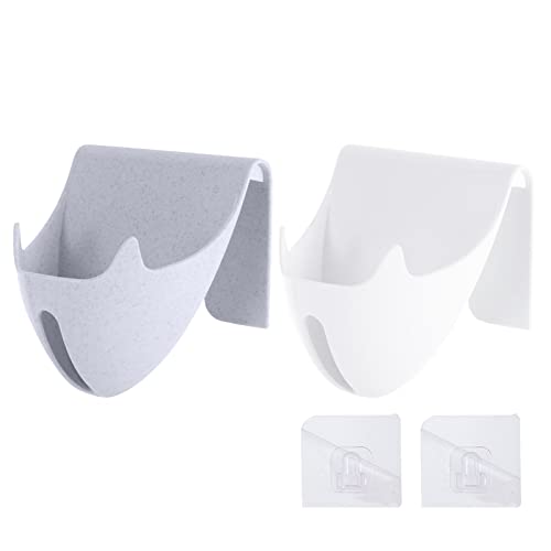 2-Pack Soap Dishes with Drain for Bathroom & Kitchen, Wall Mount & Adhesive