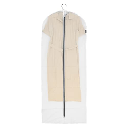 Brabantia 2 Pack X-Large Clear Hanging Clothes Protector Bags (White) Garment Covers for Closet Storage, Fits Long Coats Dresses, Dust & Moth Protection, Zip Close