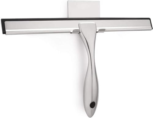HIWARE 10-Inch Stainless Steel Shower Squeegee for Glass and Bathroom