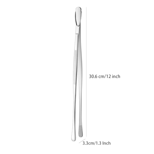 Dehov 12-Inch Stainless Steel Kitchen Tweezers Set - Non-Slip Tongs for Cooking and Plating