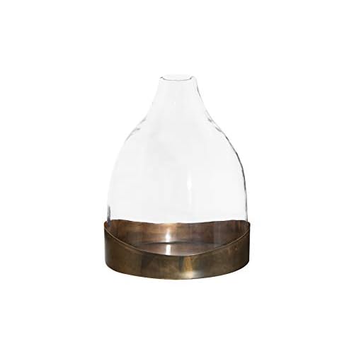 Creative Co-Op Sophisticated Glass Cloche with Metal Tray, Clear and Copper