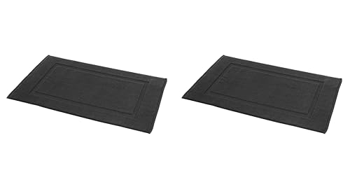 Black Cotton Bath Rug Mat 20x31 Inches - Pack of 2, Machine Washable, Non-Slip Bathroom Rug