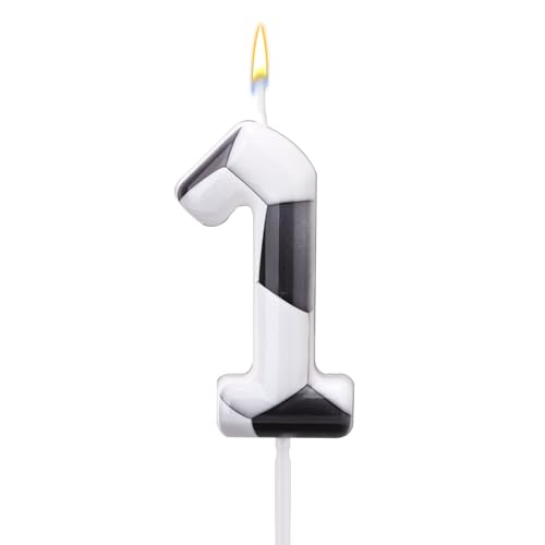 BOXOB Number 1 Soccer Birthday Candle - Football Cake Topper