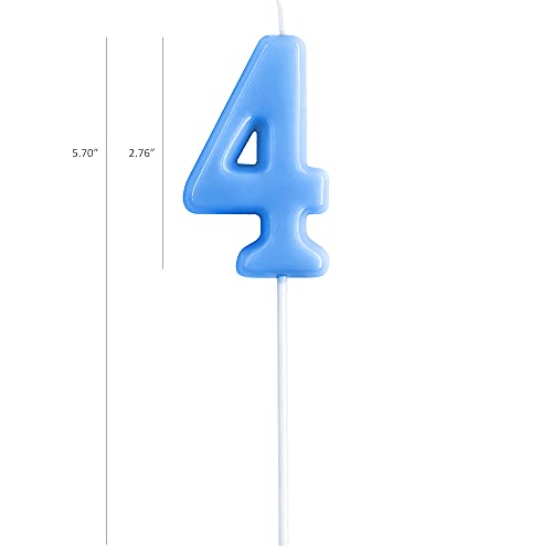 Blue Number 4 Birthday Candle 2.76 Inch Cake Decoration for Party