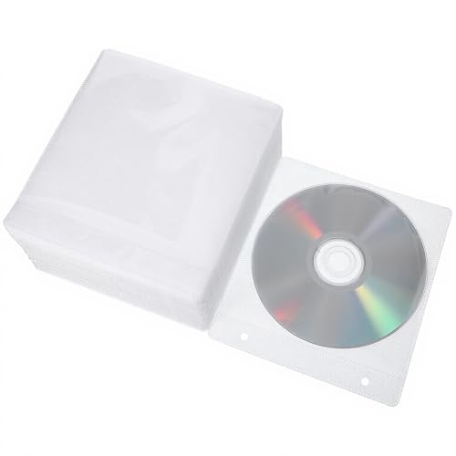 100 Clear Plastic CD Sleeves for DVD Storage – Double-Sided, 5.7x5.1 in
