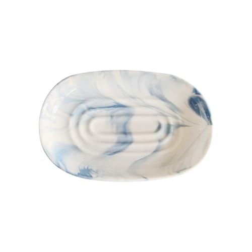Ceramic Oval Soap Dish with Marble Pattern - Bathroom & Kitchen Decor