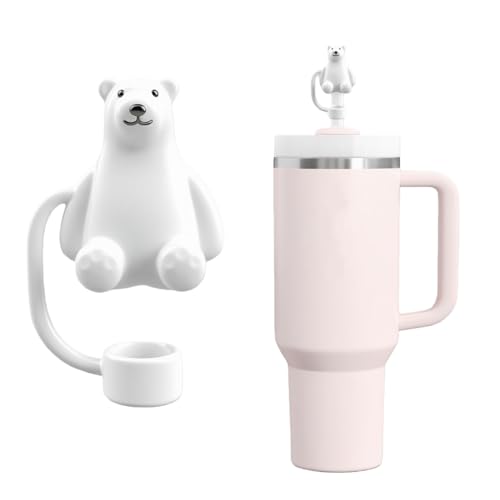 Silicone Polar Bear Straw Cover for Stanley Cup 30oz & 40oz