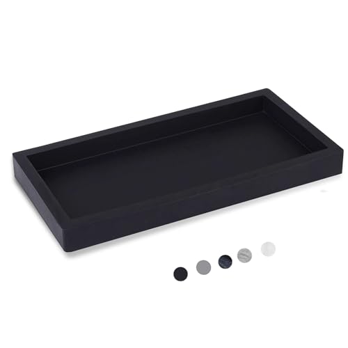 Heagoale Silicone Bathroom Vanity Tray, 7.9" x 4" Sink Organizer - Black