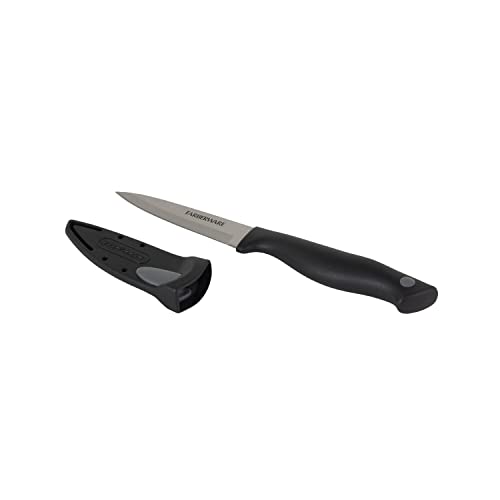Farberware Edgekeeper 3.5-Inch Paring Knife with Self-Sharpening Blade Cover, Black/Gray Kitchen Knife