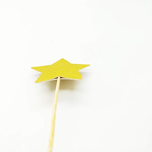 Gold Glitter Star Cake Toppers - Double Sided, Pack of 12