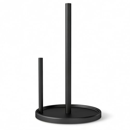 Jesginboo Black Paper Towel Holder with Weighted Base - Durable Stainless Steel