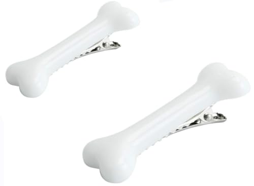 White Dog Bone Hair Clips Punk Hairpins Barrette 2Pcs
