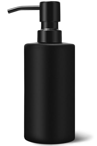 GMISUN Matte Black Soap Dispenser - 12 oz Glass with Steel Pump