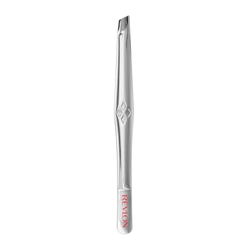 Revlon Slant Tip Tweezers - Stainless Steel Precision Eyebrow Tweezer