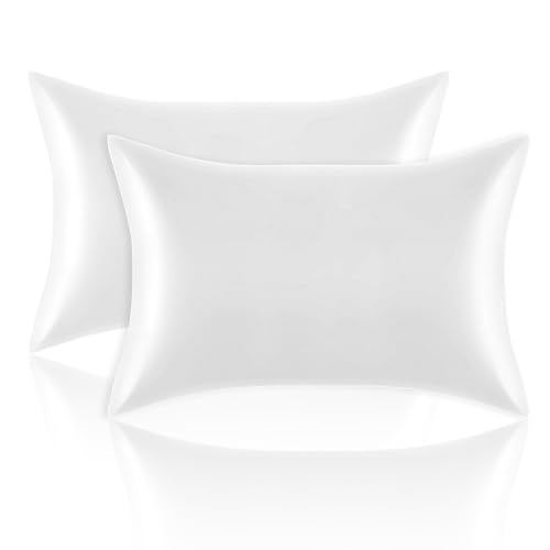 Mimkus White Satin Pillowcase 20x26 inches - Soft & Luxurious