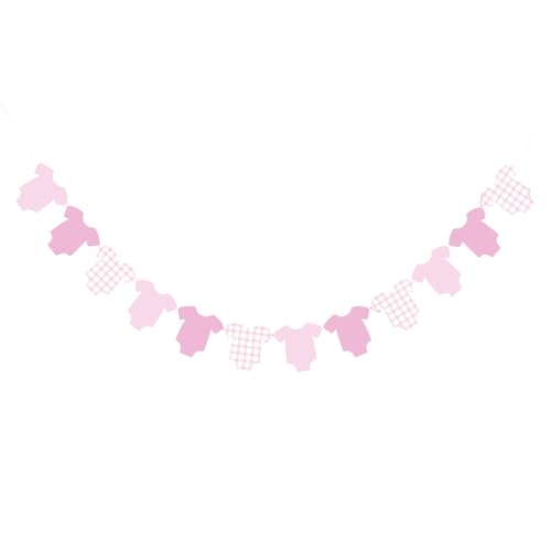 Pink Gingham Bodysuit Banner - 12 Piece Baby Shower Decoration