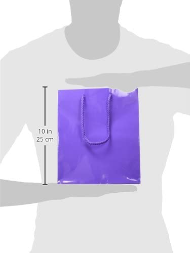 Solid Purple Glossy Medium Gift Bag - 9.5"H x 7.75"W x 4.5"D - Eco-Friendly Event Packaging
