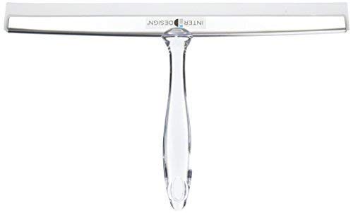 iDesign 12-Inch Bathroom Squeegee with Suction Hook - Clear/Stainless Steel