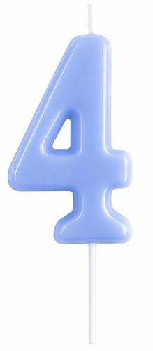 Blue Number 4 Birthday Candle 2.76 Inch Cake Decoration for Party