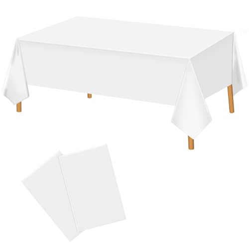 Lemicin 2-Pack White Disposable Tablecloths 54x108 Inch for Parties
