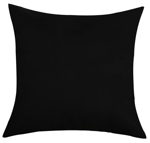 TangDepot 12x12 Black Cotton Throw Pillow Cover - Durable, Removable Zipper