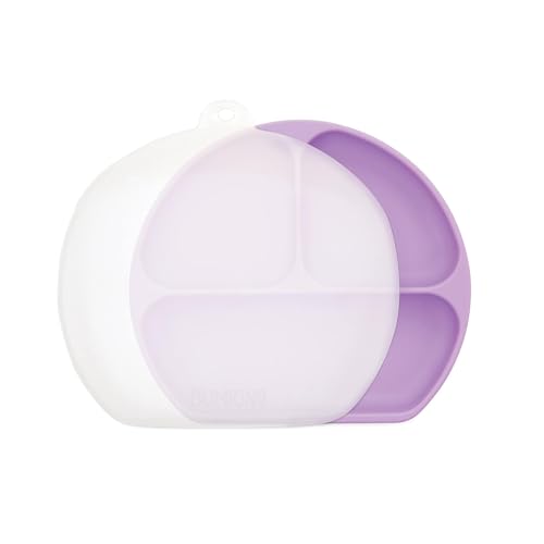 Bumkins Silicone Suction Plate with Lid, Lavender D5 for Toddlers