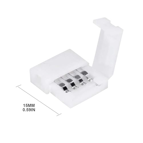 10mm 4-Pin LED Strip Connectors for 5050 RGB Lights - 10 Pack Solderless